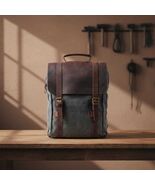 Canvas Leather Backpack  Vintage Military Laptop Rucksack 20-35L, School... - $85.00