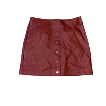 Topshop Cherry Red Faux Leather Button Front Mini Skirt Women’s Size 8 - £17.85 GBP