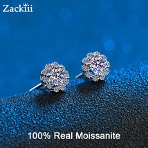1CT Moissanite Earrings Lab Diamond Halo Earrings White Gold Plated Sterling Sil - £42.57 GBP