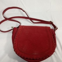 INC International Concepts Willow Saddle Handbag Red Leather With Thick ... - $19.95