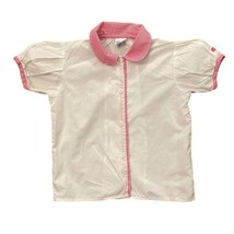 OshKosh B&#39;Gosh White  Button Up Shirt Pink Gingham Collar Girls 6X Made in USA - £19.54 GBP