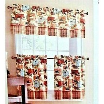 Pine lake Fishing Lodge Kitchen Curtain Vallance Set Tiers Cabin Home 3-Piece - £16.04 GBP