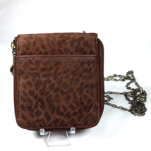 Maggie Lawrence Small Zip Wallet on a Long Chain Crossbody Brown Animal Print - £18.58 GBP