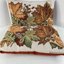 Lot 2 David Carter Brown Fall Leaves Tapestry 18&quot;x12&quot; Pillows Corduroy Backs - £31.15 GBP