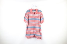 Vtg 90s Ralph Lauren Mens Large Faded Rainbow Striped Collared Golf Polo Shirt - £27.74 GBP