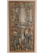 VINTAGE MID CENTURY MODERNIST ABSTRACT PAINTING SIGNED, DATED AND FRAMED - £1,018.68 GBP