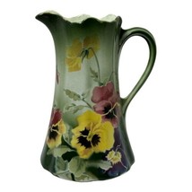 Keller et Guerin Faience Majolica Pansy Pitcher French France Floral Vin... - £146.55 GBP