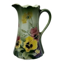 Keller et Guerin Faience Majolica Pansy Pitcher French France Floral Vin... - $187.00