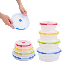 Collapsible Silicone Food Bowls With Lids, Microwave &amp; Dishwasher Safe, ... - $33.95