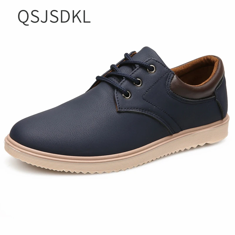 Men Leather Casual Shoes Men Summer Comfortable Flat Shoes for Men Trendy Sneake - £28.86 GBP