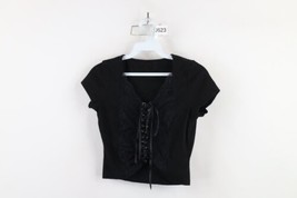 Vtg 90s Y2K Babydoll Womens Large Cropped Ribbed Lace Tie Bella T-Shirt ... - $69.25