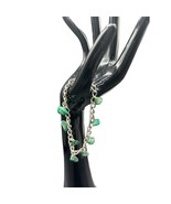 Hand Crafted Green Crystal Boho Bracelet 7&quot; Aventurine (?) silver tone - $9.82
