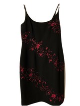 Maggie London 14 sleeveless Black dress With Red Roses - $28.41