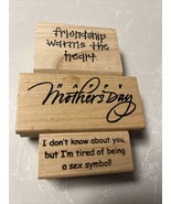 Lot of 3-SAYING - Wood Mounted Rubber Stamps A Stamp In The Hand - $24.44 CAD