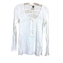 We The Free White Long Sleeve Lace Back Top Half Bottom Sz XS - £19.34 GBP