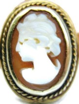 sz 6 10K Yellow Gold Women Cameo Ring 1920 Truebrite Oval Art Deco - £324.67 GBP