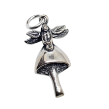 Fairy Toadstool Charm 925 Sterling Silver Fey Charm Fun Cute Pendant Jewellery - £11.83 GBP