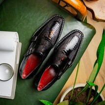 Genuine ostrich leg leather upper Shoes Napoli Black image 8