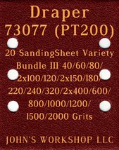 Draper 73077 (PT200) - 17 Different Grits - 20 Sheet Variety Bundle III - $19.99