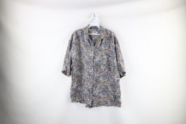Vtg 90s Streetwear Mens Large Abstract Short Sleeve Silk Hawaiian Button Shirt - £38.88 GBP