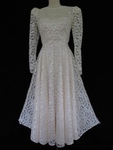 Vintage Cachet by Bari Protas Ivory Lace Dress XS Circle Skirt Wedding R... - $105.00