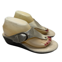 Aerosoles Women Size 8.5 M Beige Leather Wedge Heels Slip On Sandals Shoes - $21.45