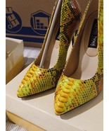 Highest Heel Womens Pump Green Lime Snake Skin Size 6 - €25,75 EUR