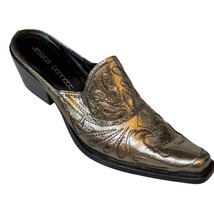 Jessica Bennett Shoes Metallic Leather Western Low Heel Mules Women&#39;s Si... - $44.99