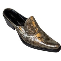 Jessica Bennett Shoes Metallic Leather Western Low Heel Mules Women&#39;s Si... - £35.30 GBP