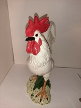Vintage Ceramic Rooster Red White Atlantic Mold Cottage Farmhouse Country Core - £77.81 GBP