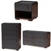 Two-Tone Gray and Walnut 6-Drawer Dresser / 5-Drawer Chest / 1-Drawer Nightstand - £92.43 GBP+