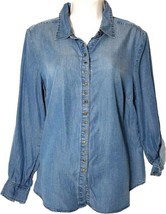 Style Co Grommet-Trim Sun Wash Women Denim Long Sleeve Shirt (Small)  - £14.07 GBP
