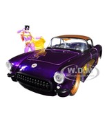 1957 Chevrolet Corvette Purple with Batgirl Diecast Figure &quot;DC Comics Bo... - $1,142.18 MXN