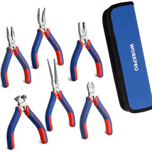 WORKPRO 6 PCS Mini Plier Set Diagonal Long Nose Bent Nose Linesman Needle Nose - £32.72 GBP