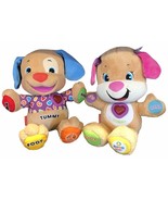 Lot Of 2 Fisher Price Laugh &amp; Learn Stuffed Puppy Dog Plush Toy Musical ... - $447.61 MXN