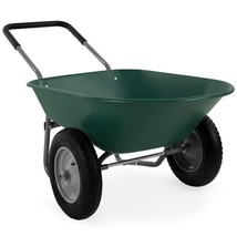 Heavy Duty 2-Wheel Multipurpose Rust Proof Wheelbarrow - Green - £186.33 GBP