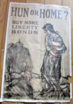 ORIGINAL 1917-1918 WWI WORLD WAR ONE HUN OR HOME POSTER - £50.13 GBP