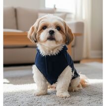 Dog Jacket Navy Blue and Plaid Pieced Style w/ Sherpa Lining andToggles ... - $6.90