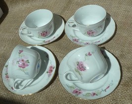 Old Porcelain IRIS CLUJ Clui Romania handmade Tea Coffee 4psc CUP &amp; SAUC... - $79.20