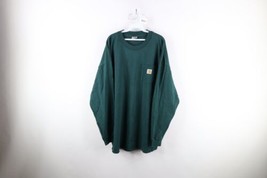 Vtg 90s Carhartt Mens 3XL Faded Spell Out Heavyweight Long Sleeve T-Shirt Green - £46.47 GBP