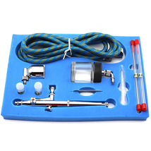 Portable Dual Action Airbrush Air Compressor Kit 0.2Mm 0.3Mm 0.5Mm Needles &amp; Noz - £45.35 GBP