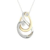 Yellow Gold Plated Silver 0.15 Ct TDW Diamond Mom and Child Necklace - £125.68 GBP
