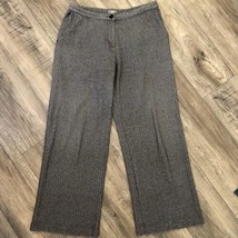 J. Jill Cotton Knit Wide Leg Pants 10Petite Women Herringbone Grey Black... - $18.49