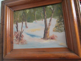 Original Oil On Board Winter Snow Scene Forest Framed 31 X 27&quot; Unsigned - £97.86 GBP