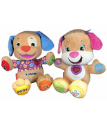 Lot Of 2 Fisher Price Laugh &amp; Learn Stuffed Puppy Dog Plush Toy Musical ... - £16.54 GBP