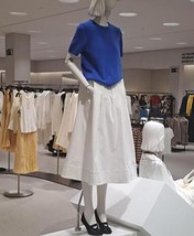 ZARA BNWT 2025. OYSTER WHITE COTTON CAPE MIDI SKIRT POCKETS A LINE. 2484... - $108.16