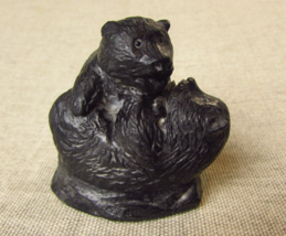 Vintage Soapstone Wrestling Bear Cubs By The Wolf Sculptures - £19.03 GBP