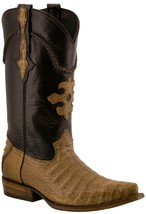Western Dress Leather Cowboy Boots Genuine Crocodile Belly Skin Snip Light Brown - £179.04 GBP
