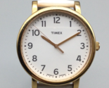 Timex Indiglo Watch Unisex 42mm Gold Tone White Leather Band New Battery - £19.56 GBP