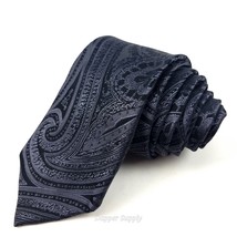 Express Design Studio Necktie Black Grey Paisley Silk Tie - $12.86